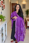 Purple Hand Block Printed Silk Cotton Dupatta