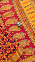 Ira maroon and black Bagh hand block printed cotton saree by Tattva Crafted Elegance 